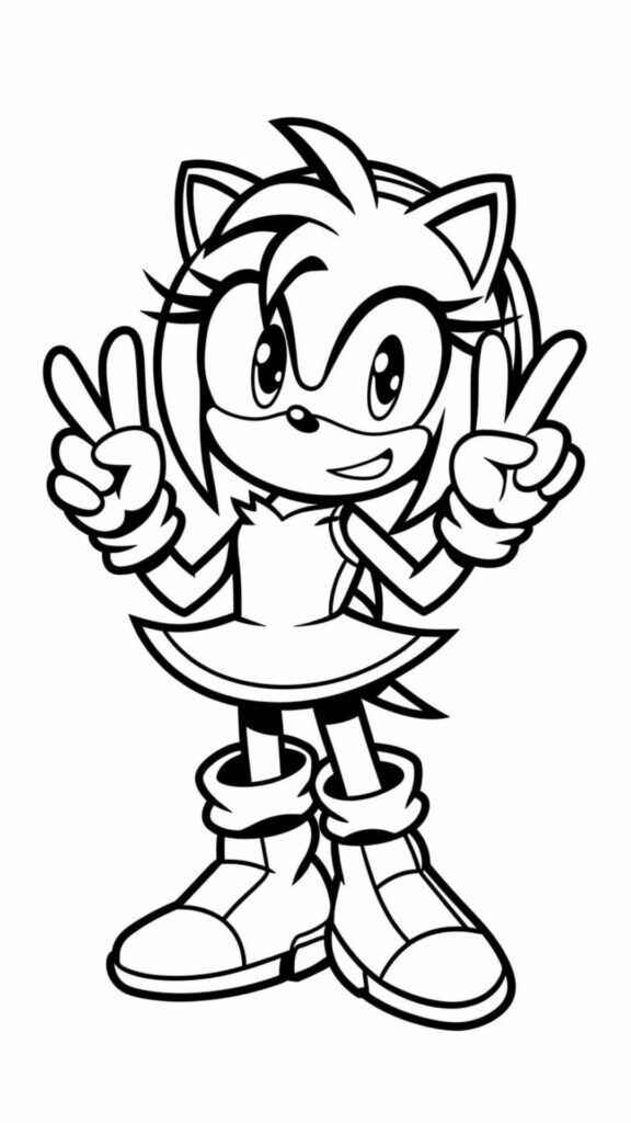 Desenho de Amy Rose Desenho Colorir Imprimir 01