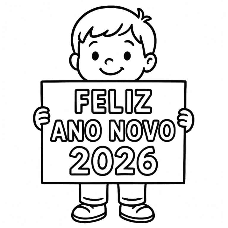 Desenho de Feliz Ano Novo 2026 Desenho Colorir Imprimir 008
