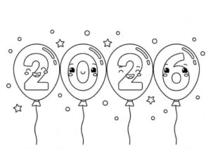 Desenho de Feliz Ano Novo 2026 Desenho Colorir Imprimir 012