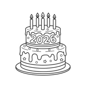 Desenho de Feliz Ano Novo 2026 Desenho Colorir Imprimir 013