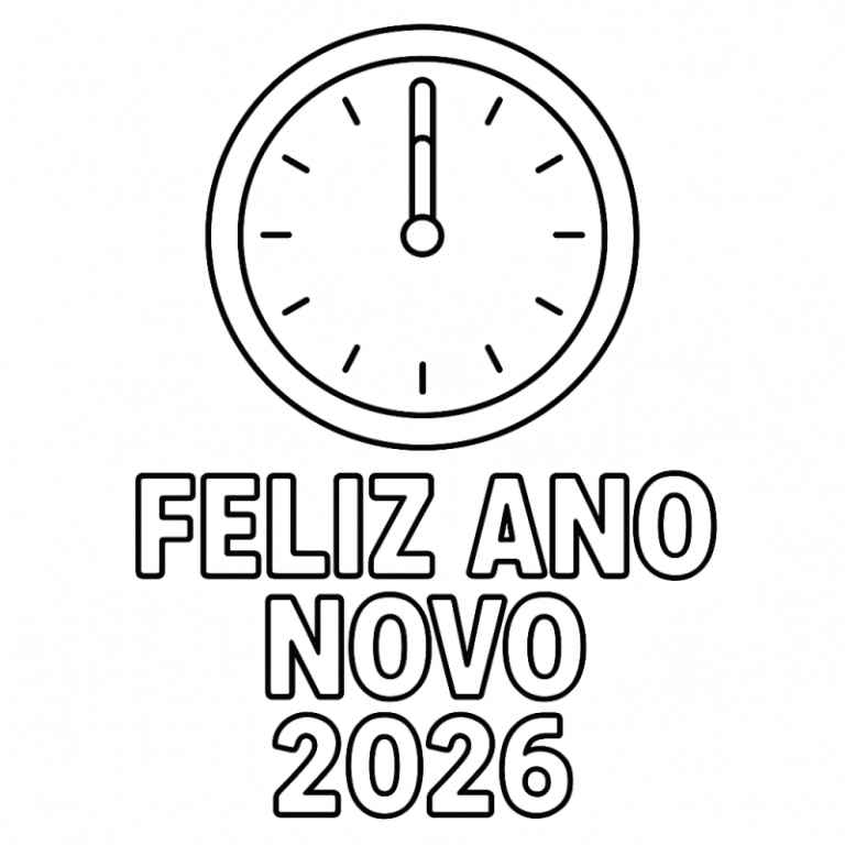 Desenho de Feliz Ano Novo 2026 Desenho Colorir Imprimir 050