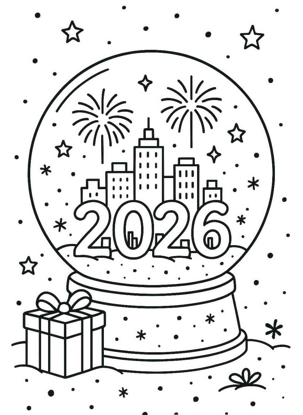 Desenho de Feliz Ano Novo 2026 Desenho Colorir Imprimir 051