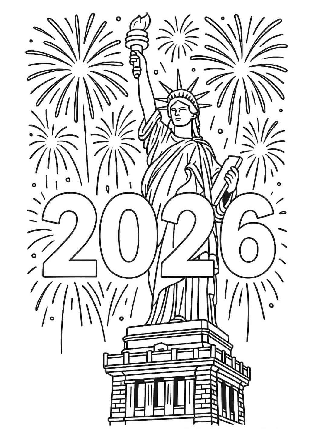 Desenho de Feliz Ano Novo 2026 Desenho Colorir Imprimir 052