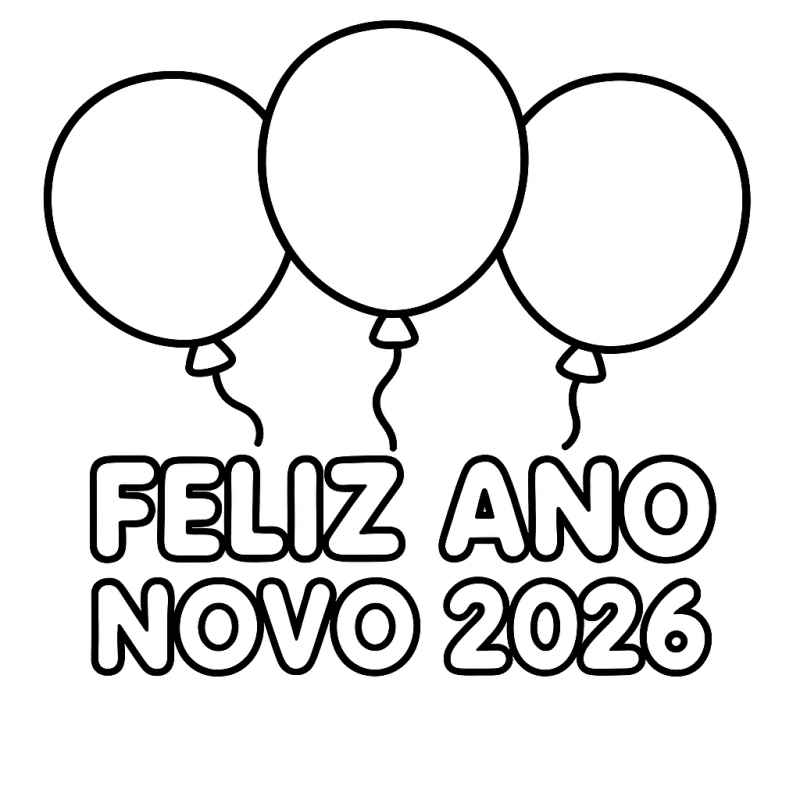 Desenho de Feliz Ano Novo 2026 Desenho Colorir Imprimir 056