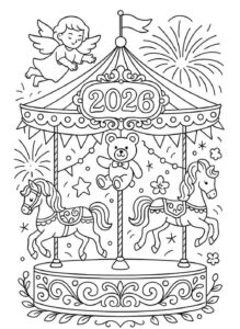 Desenho de Feliz Ano Novo 2026 Desenho Colorir Imprimir 060