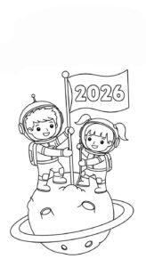 Desenho de Feliz Ano Novo 2026 Desenho Colorir Imprimir 061