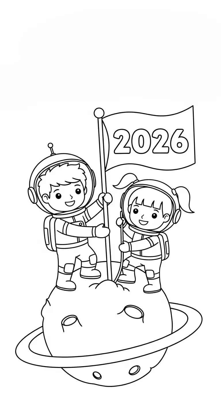 Desenho de Feliz Ano Novo 2026 Desenho Colorir Imprimir 061