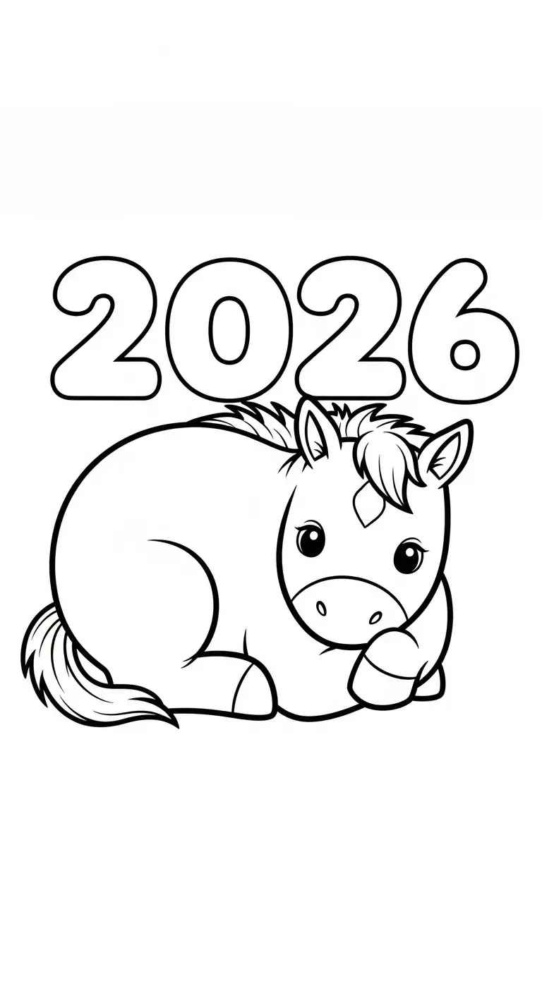 Desenho de Feliz Ano Novo 2026 Desenho Colorir Imprimir 063