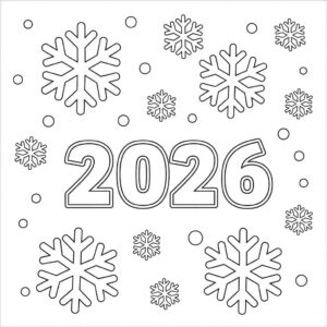Desenho de Feliz Ano Novo 2026 Desenho Colorir Imprimir 078