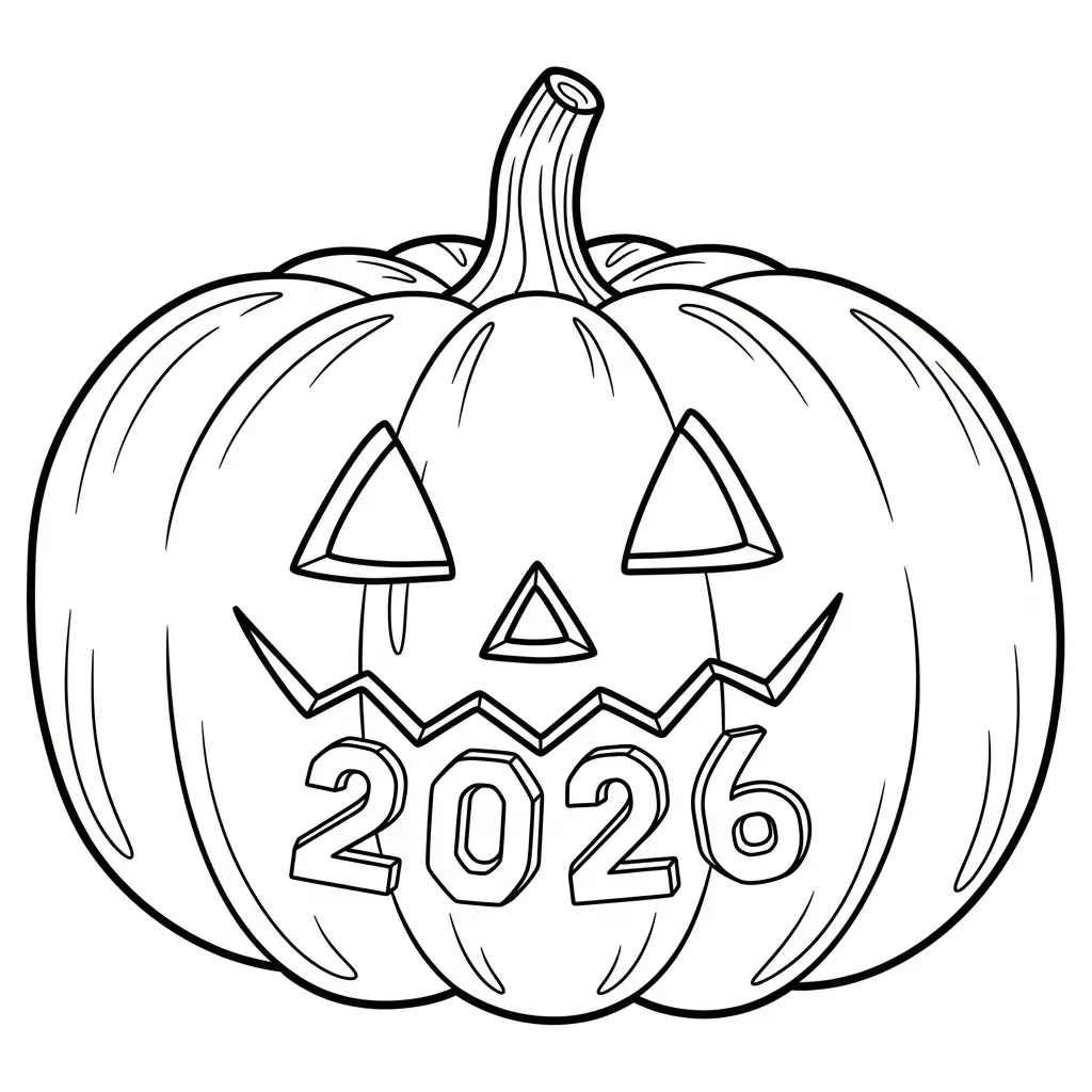 Desenho de Feliz Ano Novo 2026 Desenho Colorir Imprimir 079