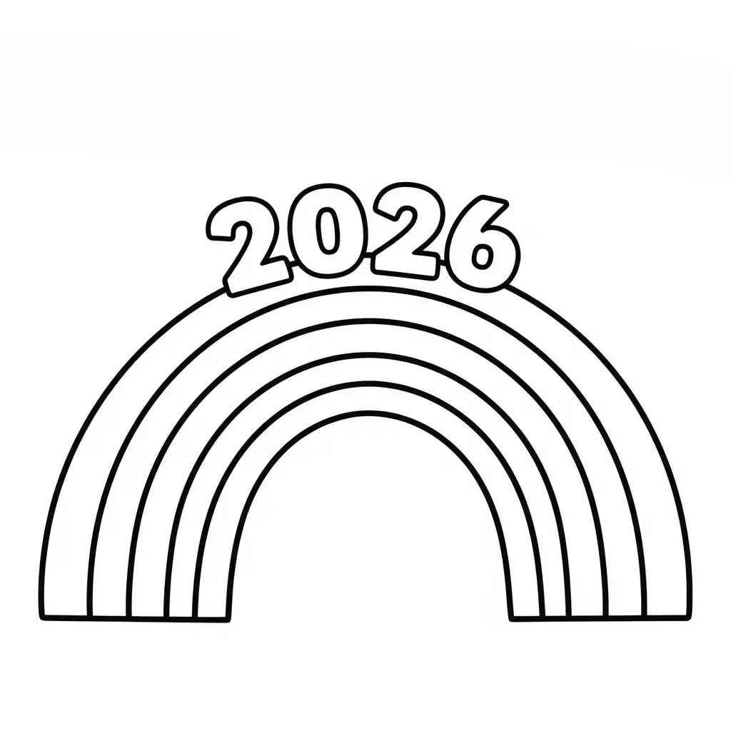 Desenho de Feliz Ano Novo 2026 Desenho Colorir Imprimir 080