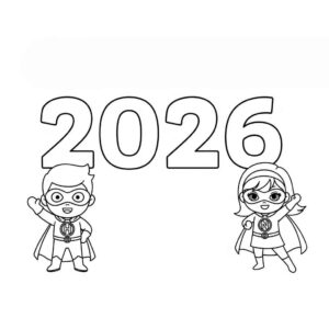 Desenho de Feliz Ano Novo 2026 Desenho Colorir Imprimir 082