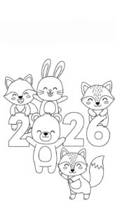 Desenho de Feliz Ano Novo 2026 Desenho Colorir Imprimir 083