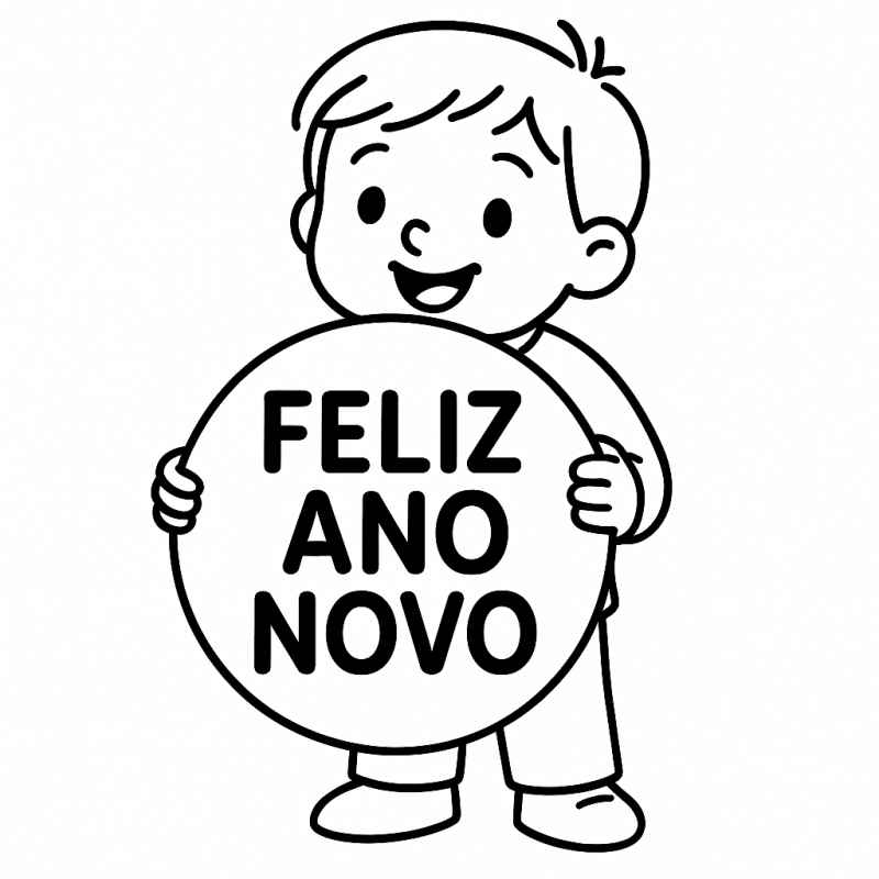 Desenho de Feliz Ano Novo 2026 Desenho Colorir Imprimir 085