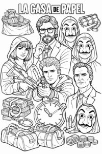 Desenho de La Casa De Papel Desenho Colorir Imprimir 01