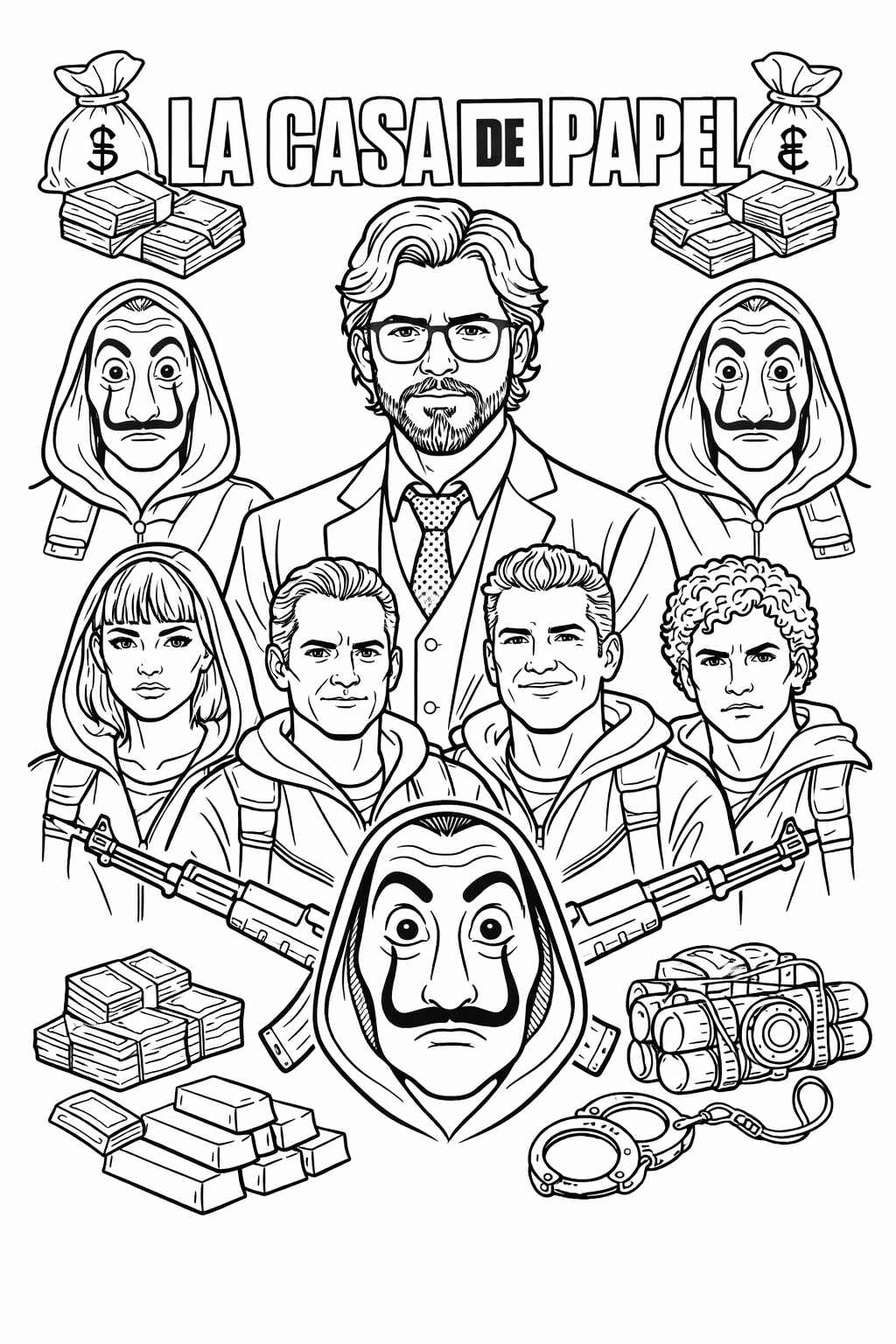 Desenho de La Casa De Papel Desenho Colorir Imprimir 03