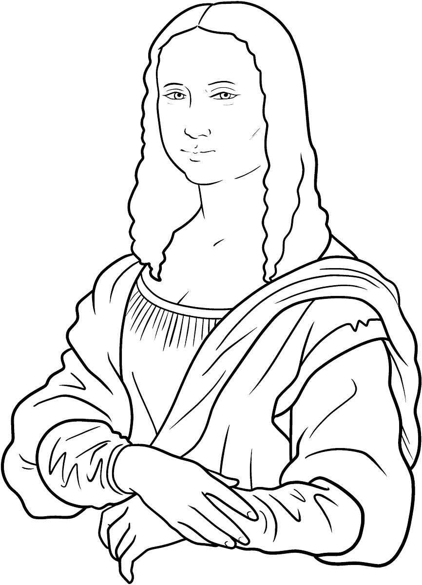 Desenho de Mona Lisa Desenho Colorir Imprimir 01