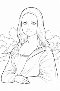 Desenho de Mona Lisa Desenho Colorir Imprimir 02