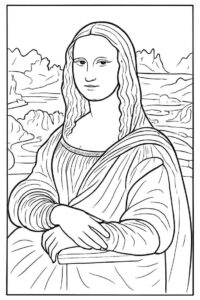 Desenho de Mona Lisa Desenho Colorir Imprimir 04