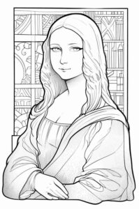 Desenho de Mona Lisa Desenho Colorir Imprimir 05