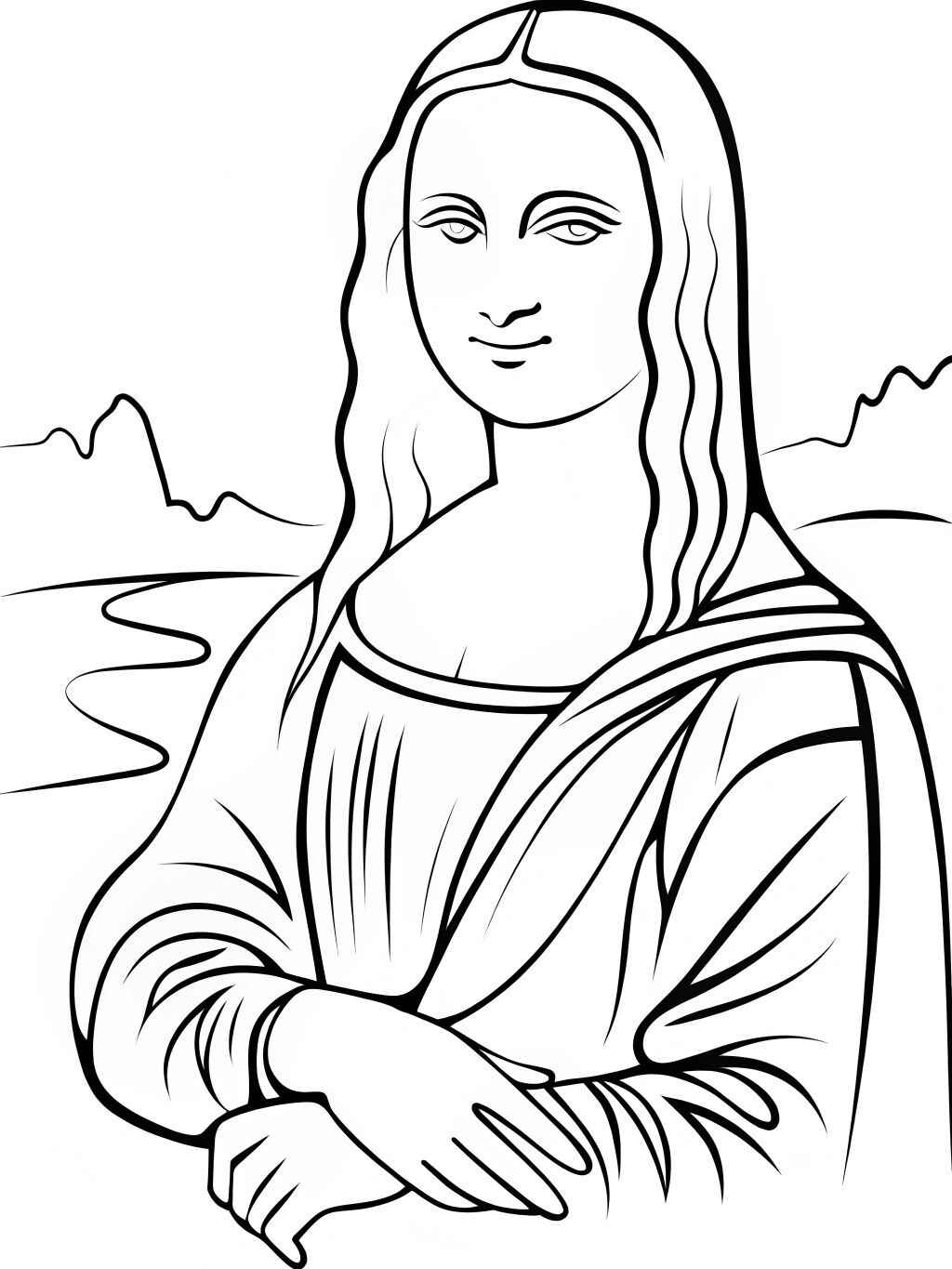 Desenho de Mona Lisa Desenho Colorir Imprimir 07