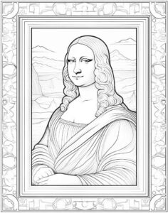 Desenho de Mona Lisa Desenho Colorir Imprimir 08