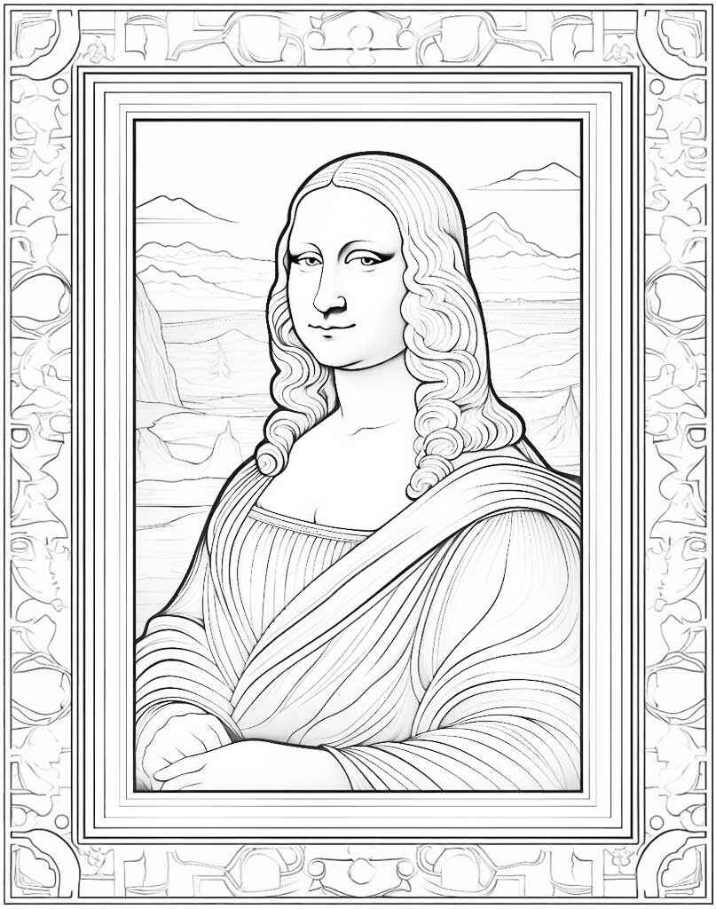 Desenho de Mona Lisa Desenho Colorir Imprimir 08
