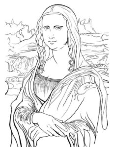 Desenho de Mona Lisa Desenho Colorir Imprimir 09