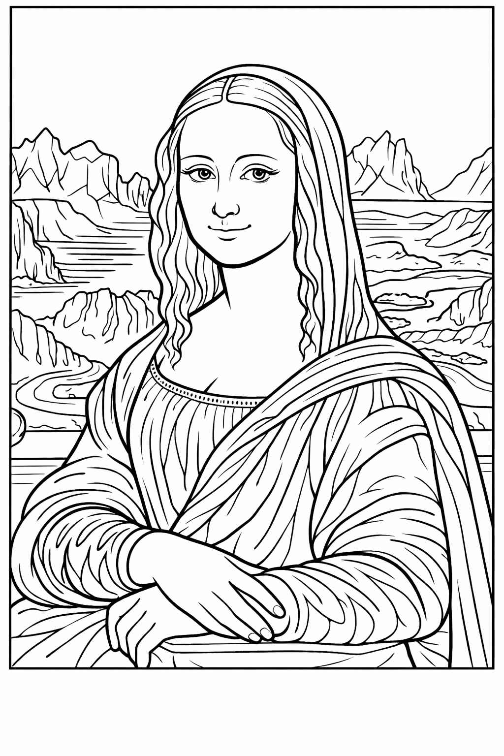 Desenho de Mona Lisa Desenho Colorir Imprimir 10