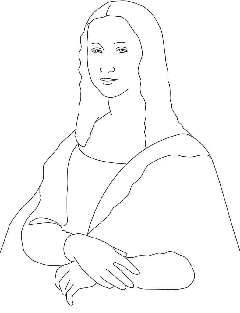 Desenho de Mona Lisa Desenho Colorir Imprimir 12