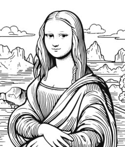 Desenho de Mona Lisa Desenho Colorir Imprimir 13
