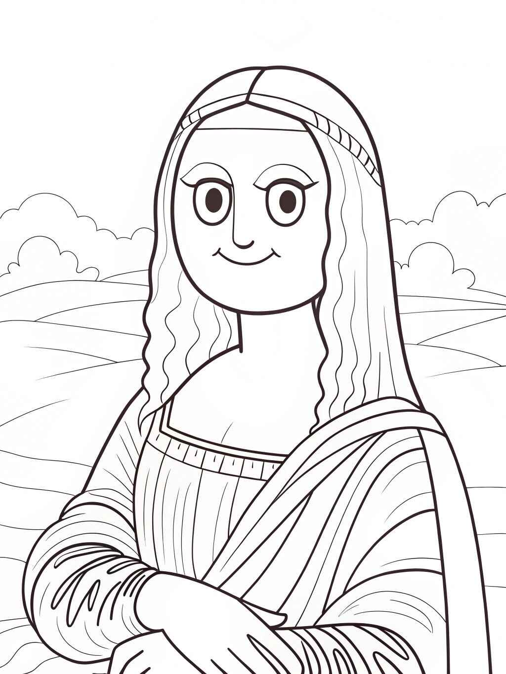 Desenho de Mona Lisa Desenho Colorir Imprimir 14