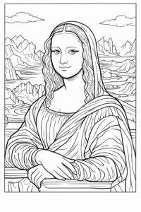 Desenho de Mona Lisa Desenho Colorir Imprimir 15
