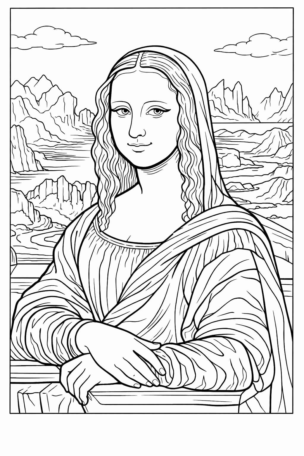 Desenho de Mona Lisa Desenho Colorir Imprimir 15