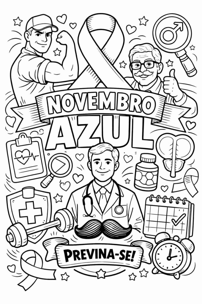 Desenhos do Novembro Azul para Imprimir e Colorir