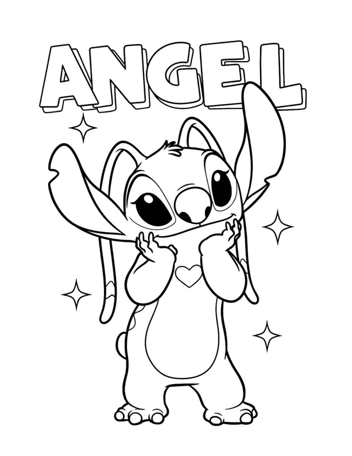 Desenho de Stitch Angel Desenho Colorir Imprimir 05