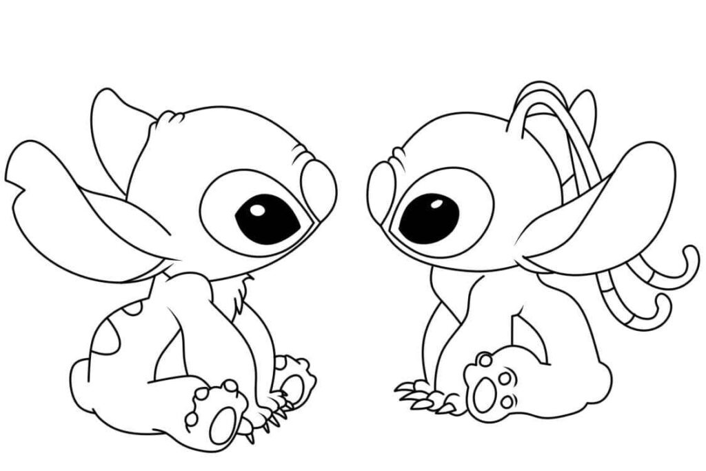 Desenhos de Stitch e Angel para Imprimir e Colorir