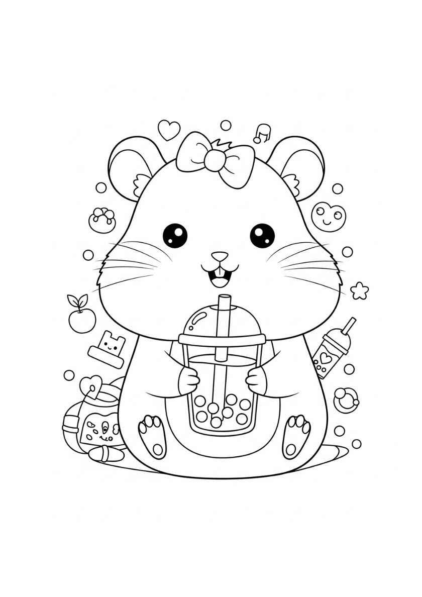 Desenho de Hamster Desenho Colorir Imprimir 07