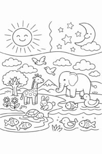 Desenho de Criação Do Mundo Desenho Colorir Imprimir 01