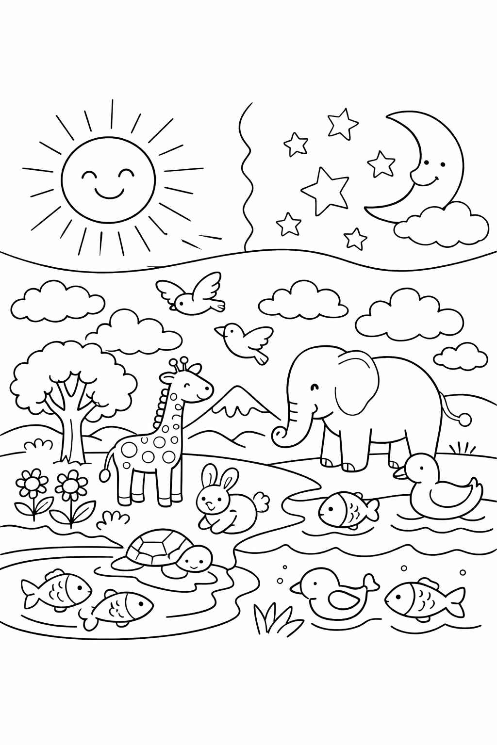 Desenho de Criação Do Mundo Desenho Colorir Imprimir 01