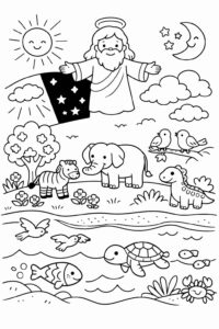 Desenho de Criação Do Mundo Desenho Colorir Imprimir 02