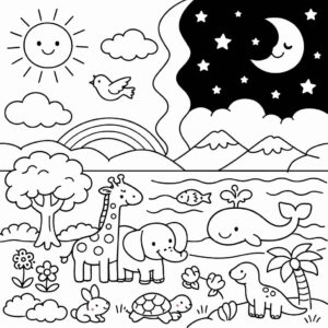 Desenho de Criação Do Mundo Desenho Colorir Imprimir 03