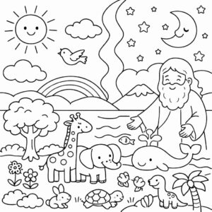 Desenho de Criação Do Mundo Desenho Colorir Imprimir 04