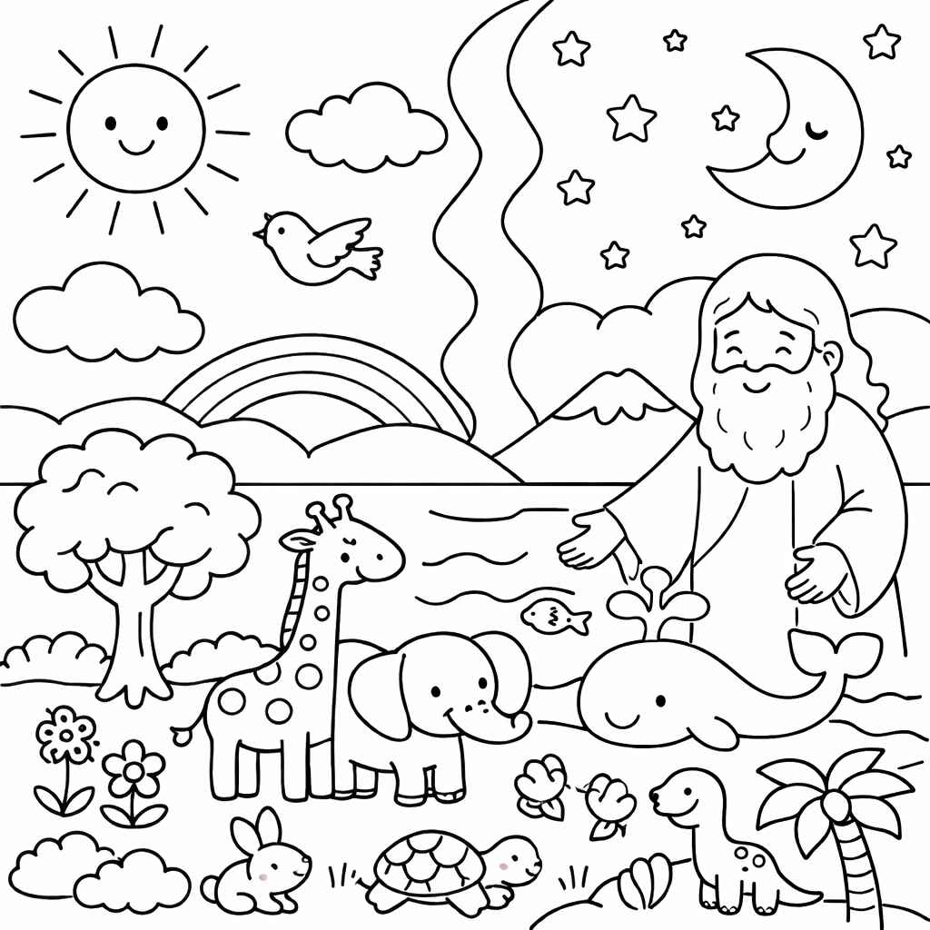 Desenho de Criação Do Mundo Desenho Colorir Imprimir 04