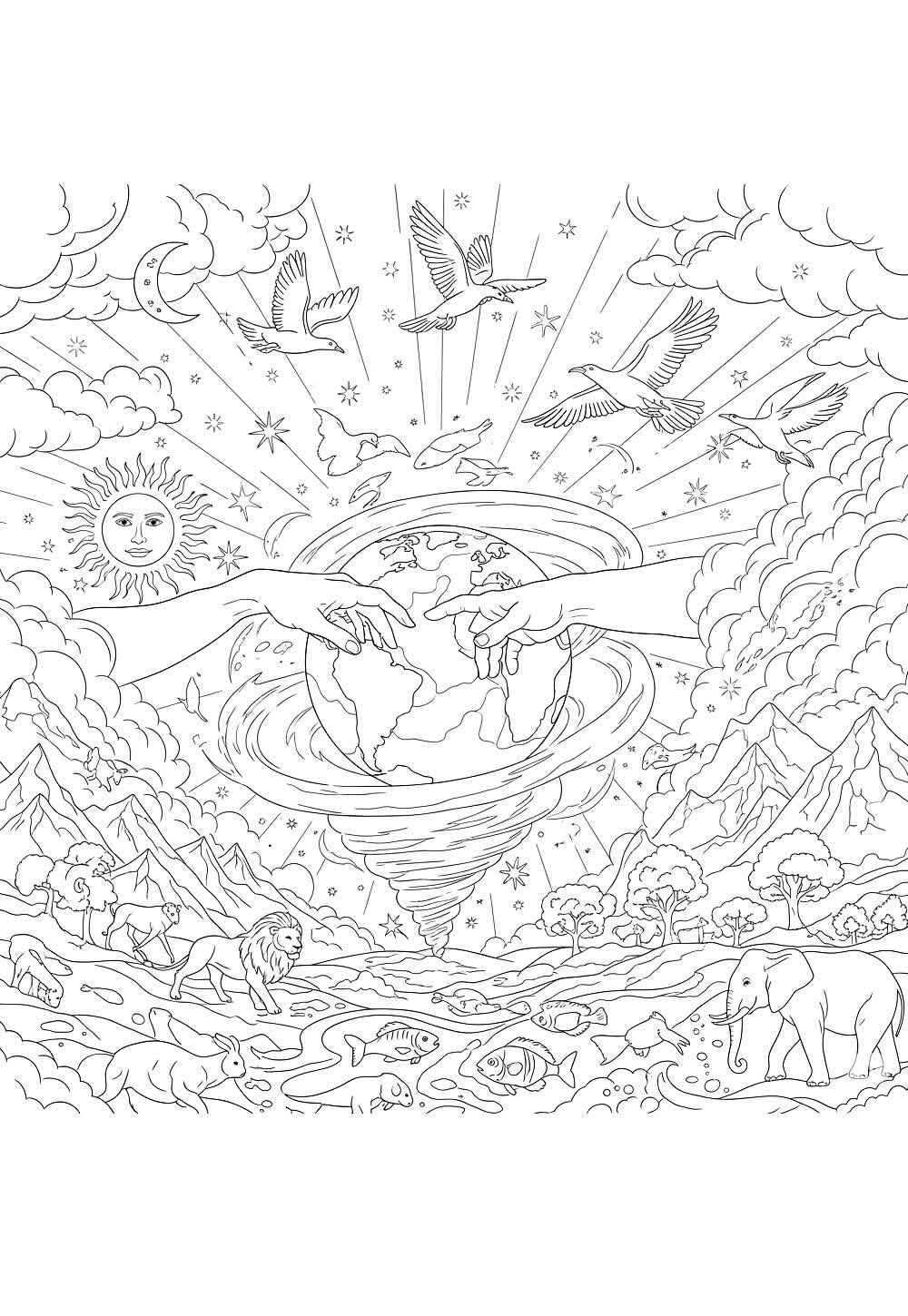 Desenho de Criação Do Mundo Desenho Colorir Imprimir 08