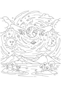 Desenho de Criação Do Mundo Desenho Colorir Imprimir 09