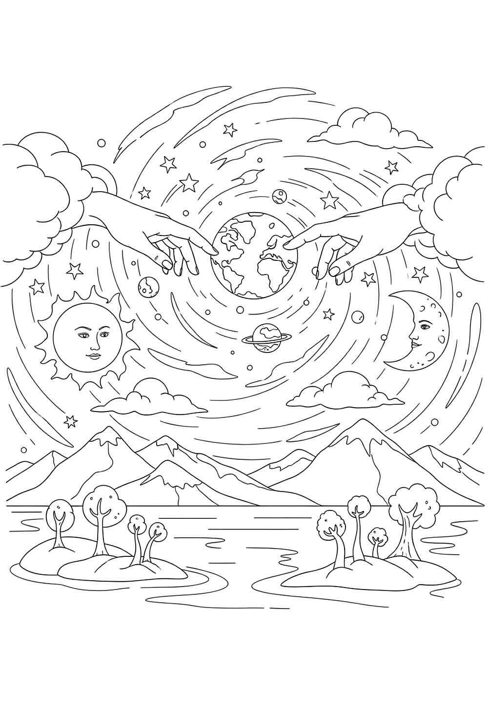Desenho de Criação Do Mundo Desenho Colorir Imprimir 09