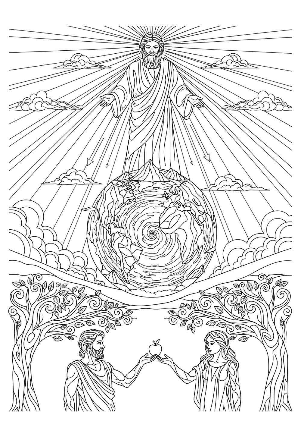 Desenho de Criação Do Mundo Desenho Colorir Imprimir 12