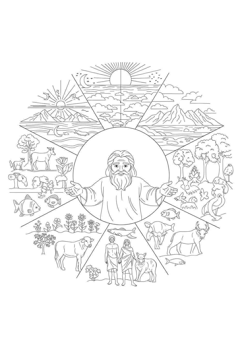 Desenho de Criação Do Mundo Desenho Colorir Imprimir 14