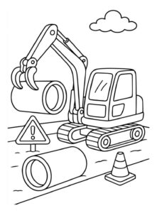 Desenho de Escavadeira Desenho Colorir Imprimir 02